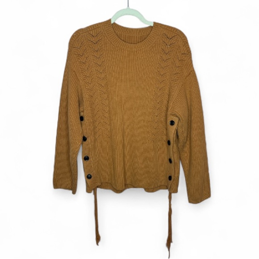 Women’s Knit Oversized Orange Button Side Detailed Sweater. Size S